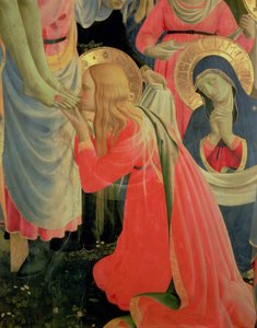 Oltářní obraz Santa Trinita, detail Máří Magdalény, cca 1434 tempera a zlato na papíře od Fra Angelico