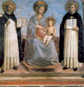Panna a dítě se svatým Antonínem Paduánským a svatým Tomášem Akvinským, počátek 15. století od Fra Angelico