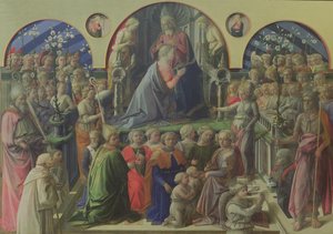 Korunovace Panny Marie se svatými a anděly, 1441-47 (tempera na panelu) od Fra Filippo Lippi