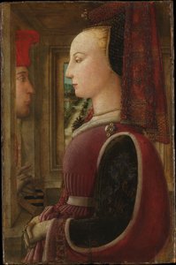 Portrét ženy s mužem u okna od Fra Filippo Lippi
