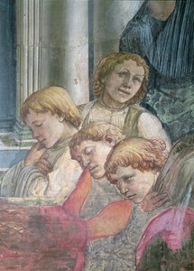 Oslava ostatků sv. Štěpána detail sboristů, 1452-66 freska viz také 63780 & 63782 od Fra Filippo Lippi