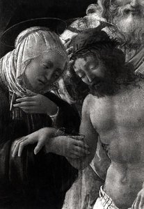 Pohřeb, detail Panny Marie a Krista od Fra Filippo Lippi