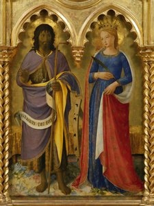Svatý Jan Křtitel a svatá Kateřina Alexandrijská Z perugského oltáře, cca 1437. od Fra Giovanni Angelico da Fiesole