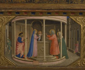 Prezentace v chrámu Retable Zvěstování s 5 scénami Predella, 1430-1432 od Fra Giovanni Angelico da Fiesole