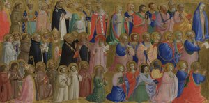 Panel Panny Marie s apoštoly a jinými svatými z Fiesole San Domenico Altarpiece, c. 1423-1424 od Fra Giovanni Angelico da Fiesole