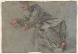 Mnich sedící s nataženýma rukama [Studie pro Pannu ve vidění blahoslaveného Felice da Cantalice] od Fra Semplice da Verona