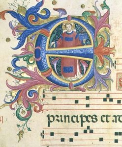 Misál 558 f.156v Historická iniciála „E“ zobrazující sv. Štěpána od Fra and Strozzi Zanobi di Benedetto Angelico