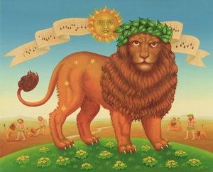 Leo, 1989 (olej a tempera na panelu) od Frances Broomfield