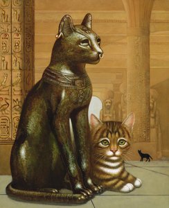 Mike the British Museum Kitten, 1995 (olej a tempera na panelu) od Frances Broomfield