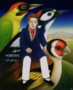 Schubert a řeč ptáků, 2000 (olej a tempera na panelu) od Frances Broomfield