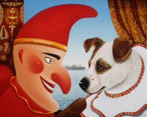 Toby a Punch, 1994 (oleje a tempery na panelu) od Frances Broomfield