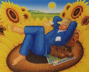 Van Goghs Sunflowers, 1998 (olej a tempera na panelu)