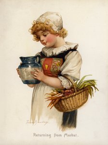 Dívky: Návrat z trhu (barevné lito) od Frances Brundage