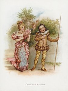 Olivia a Malvolio (chromolit) od Frances Brundage