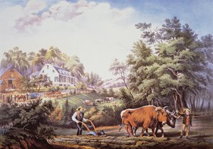 Scéna z americké farmy od Frances Flora Bond (c.1812 76) Palmer