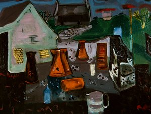 Dairy Farm, c.1930 (oil on canvas)   1411885   cs       czech Successfully Translated  Original: Hollandse vrouw met kind Gaikoku jinbutsuga - Oranda fujin (title on object) Translat: Hollandse vrouw met kind Gaikoku jinbutsuga - Oranda fujin (title on obj