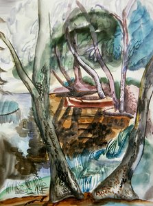 Krajina, cca 1935 (akvarel na papíře) od Frances Hodgkins