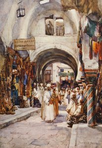 Souk des Etoffes, Tunis (barevná litografie)