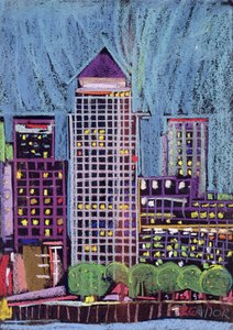 Canary Wharf v londýnských Docklands od Frances Treanor