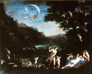 Adonis vedl k Venuši cherubíny od Francesco Albani