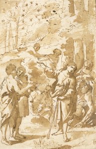 Joseph vyprávěl svůj sen otci a bratrům a ukázal na jedenáct hvězd na obloze od Francesco Albani