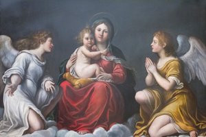 Madonna a dítě s anděly (olej na břidlici) od Francesco Albani