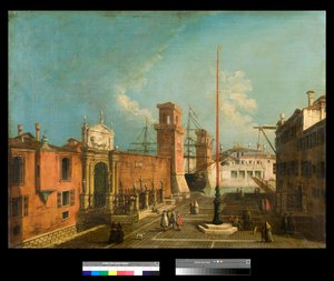 Pohled na campo a brány Arsenalu, Benátky Obraz od Francesca Albota (1721-1757) 1743-1746 Soukromá sbírka