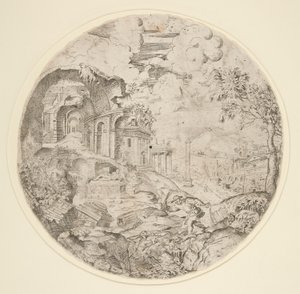 Pohled na Řím s ruinami, Trajan od Francesco Amato