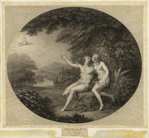 Adam a Eva v ráji od Francesco Bartolozzi