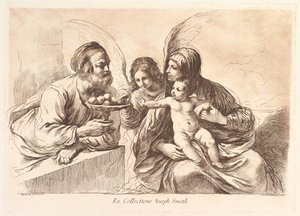 Svatá rodina s andělem, který nabízí ovoce Ježíšku: Raccolta di alcuni disegni..., 1764. od Francesco Bartolozzi