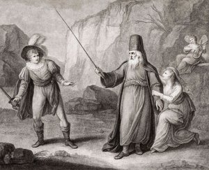 Prospero odzbrojující Ferdinanda. Shakespeare. Bouře (rytina) od Francesco Bartolozzi