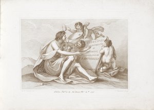 Titulní tisk s personifikací malby Ciprianisovy principy kresby (název série) Ciprianis základy kresby (název série na objektu) od Francesco Bartolozzi