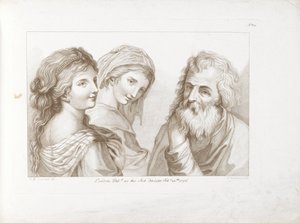 Dvě mladé ženy a starý muž Ciprianis základy kresby ryl F Bartolozzi od Francesco Bartolozzi