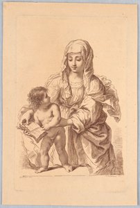 Panna a dítě drží knihu od Francesco Bartolozzi