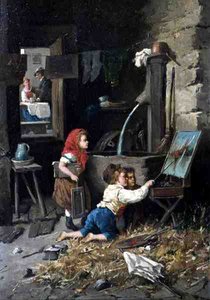 Mischief in the Studio (olej na plátně) od Francesco Bergamini
