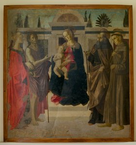 Madona s dítětem s Máří Magdalenou, Janem Křtitelem, sv. Zenobiem a svatým Františkem (tempera na dřevě)