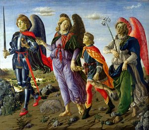 Tři archandělé a Tobiáš od Francesco Botticini