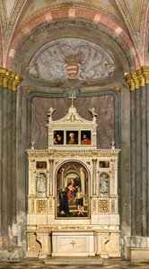 Severní transept, oltář sv. Mikuláše, Amigona a mnicha Mabila 1495, trůnící Madony a dítěte sv. Anny sv. Mikuláše z Tolentina a Jeronýma, Francesco Casella od Francesco Casella
