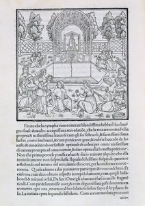 Nymfy s milencem Polia, ilustrace z kopie „Hypnerotomachia Poliphili“ od Francesca Colonny (asi 1432-1527) od Francesco Colonna