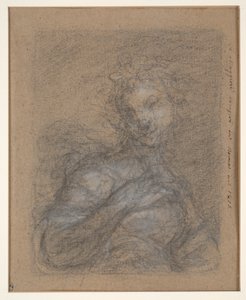 Poloviční ženská postava (recto); Sedící voják v brnění (verze) od Francesco Curradi