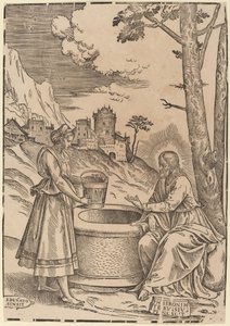 Kristus a žena Samaří od Francesco Denanto after Girolamo Pennacchi