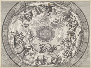Výzdoba kupole se starozákonními postavami a anděly Cupola prima di musaico capella del SS.mo Crucifisso (...) (název na objektu) Výzdoba kupole v bazilice svatého Petra (název série) od Francesco Faraone Aquila