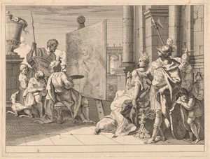 Alexandr Veliký a Campaspe ve studiu Apelles od Francesco Fontebasso