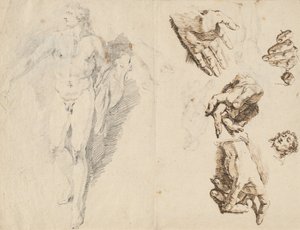Apollo a studie umělcovy vlastní ruky [recto] od Francesco Fontebasso