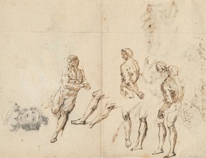 Hlava ženy a studie mužského aktu [verso] od Francesco Fontebasso