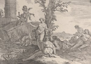 Šest nymf a dva putti, z Bacchanals a historie, 1744. od Francesco Fontebasso