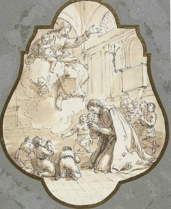 Zjevení Panny Marie svatému Filippu Nerimu a jeho žákům od Francesco Fontebasso