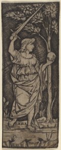 Alegorická postava: Žena s mečem a koulí od Francesco Francia or Peregrino da Cesena