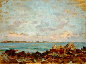 Castiglioncello od Francesca Gioliho (1846-1922), olej na desce, 27x36 cm