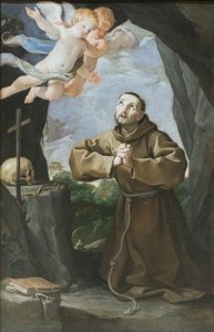 Svatý František se klaní kříži, asi 1630-40 (olej na plátně) od Francesco Giovanni Gessi